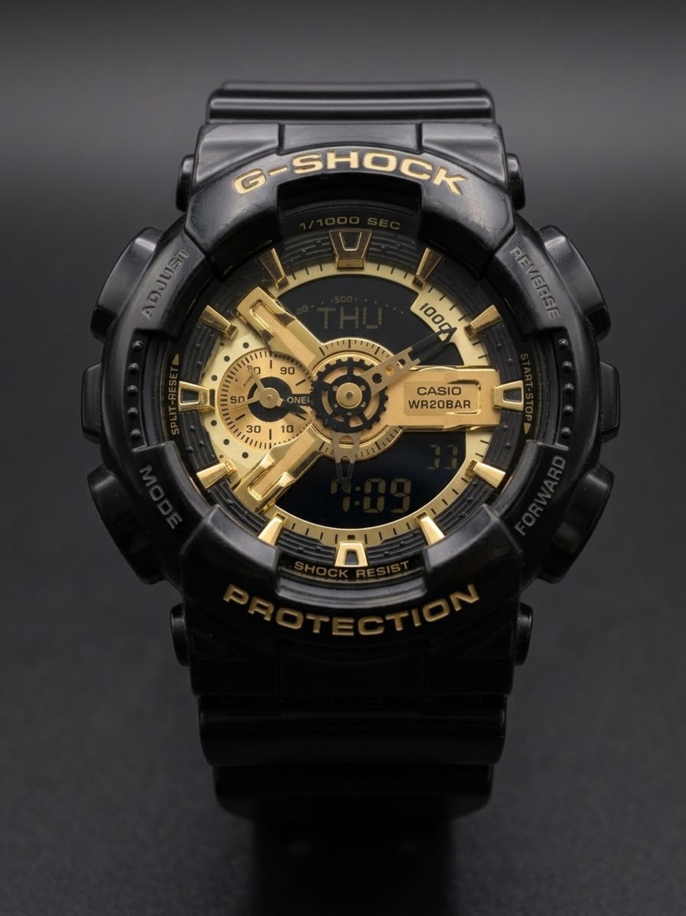 G-Shock Black and Gold Dual Display Sport Watch